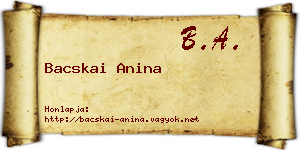Bacskai Anina névjegykártya